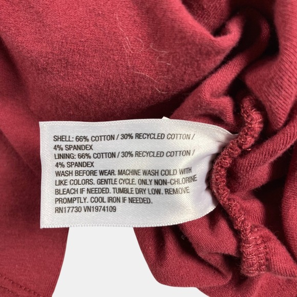 Wild Fable Maroon Square Neck Long Sleeve Ruched Back Top Cotton Blend Womens XS - Picture 4 of 7